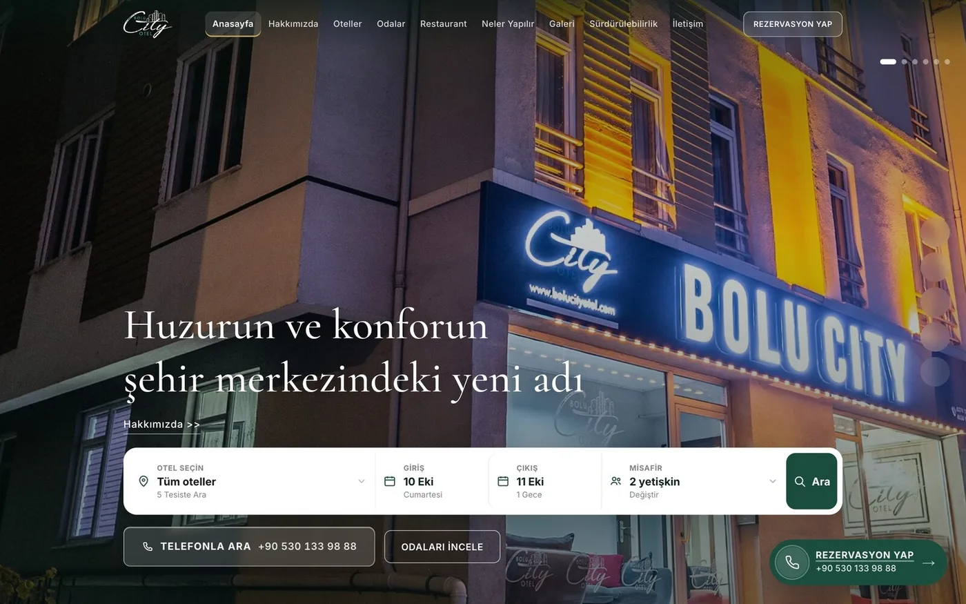 Bolu City Otel'in web sitesi